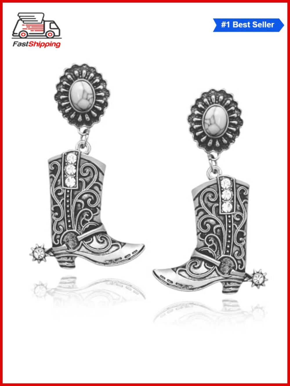 ✨ Western Cowgirl Boots Earrings Texas Spur Dangle Drop Rodeo Boho Fancy Dress